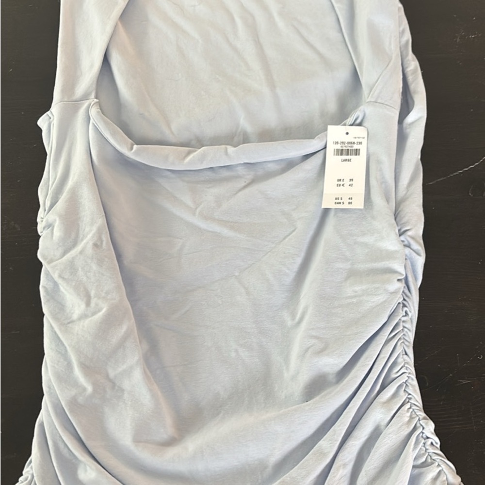 Light Blue Ruched Bodysuit